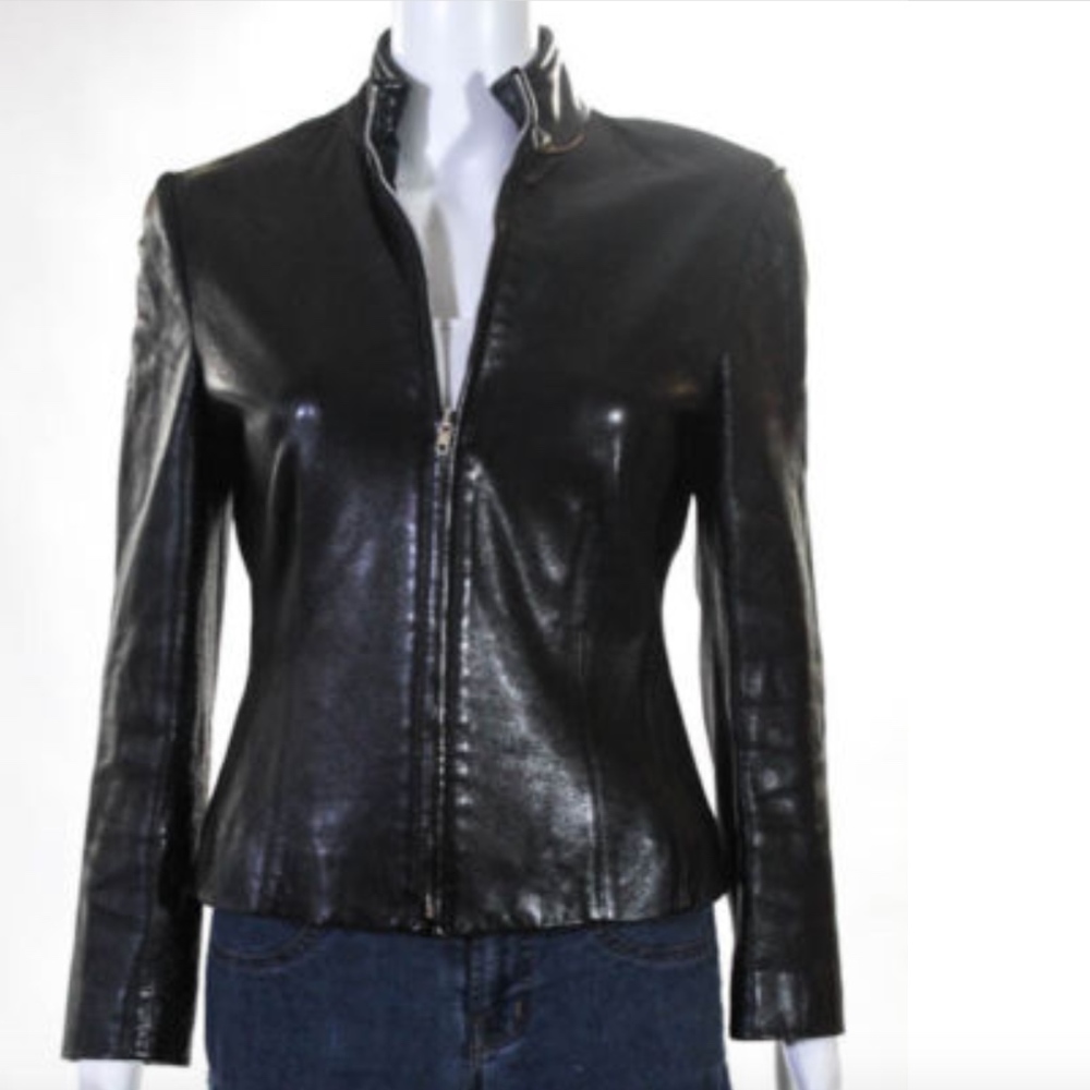 Michael Kors Black Leather Jacket sz 4